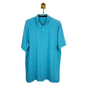 Nike Dri-Fit Golf Polo Shirt Standard Fit Turquoise Flower Print Sz XL